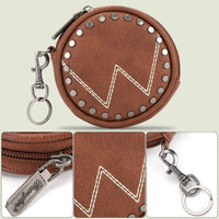 WG116-001  Wrangler Circular Coin Pouch "W" Logo  Bag Charm - Brown