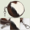 WG116-002  Wrangler Genuine Hair On Cowhide Circular Coin Pouch Bag Charm - Coffee