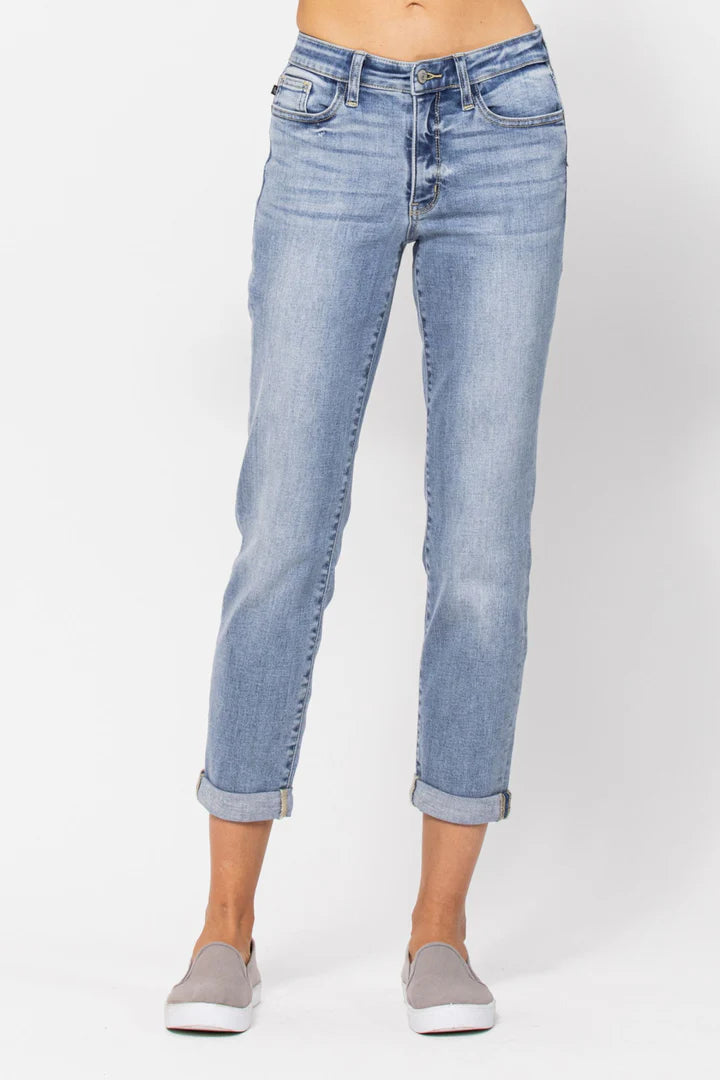 Core Midrise Bleach Wash Boyfriend Jeans 82335