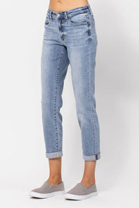 Core Midrise Bleach Wash Boyfriend Jeans 82335
