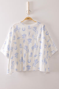 Rodeo Print Relaxed Boxy Cropped Tee