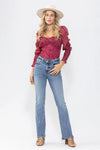 High Rise Double Button Bootcut Jeans 88140