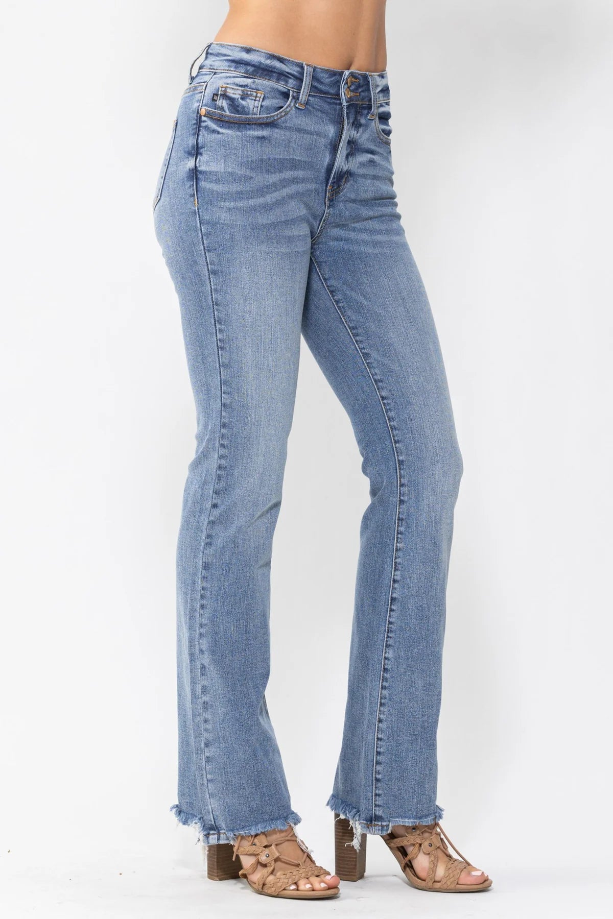 High Rise Double Button Bootcut Jeans 88140