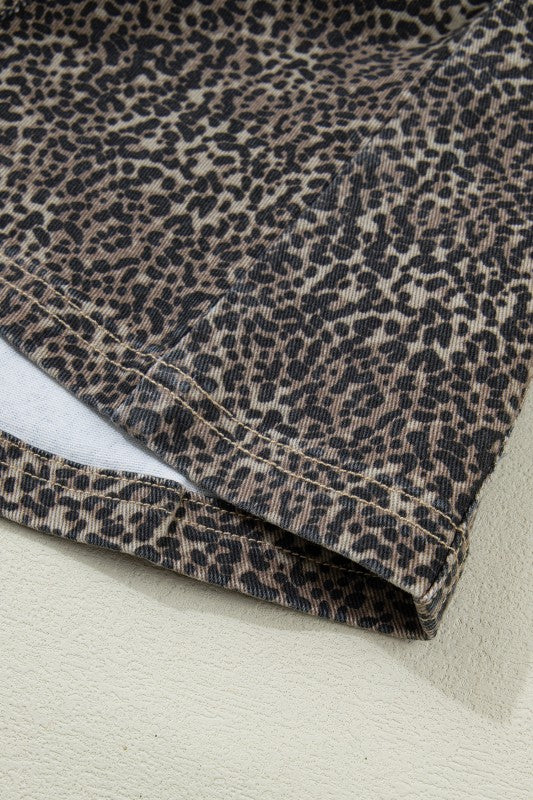 Leopard Print Button-Up Sleeveless Vest