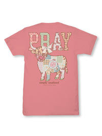 Pray Floral Patchwork Cow Tee SS-PRAY-TEAROSE