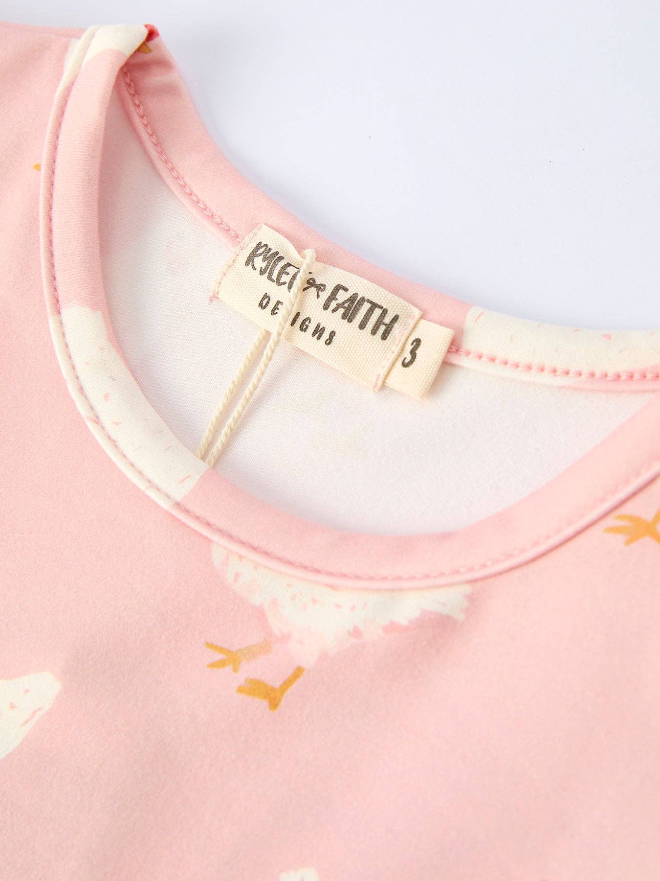 Farm Spring Chicken Print Girls Ruffle Dress