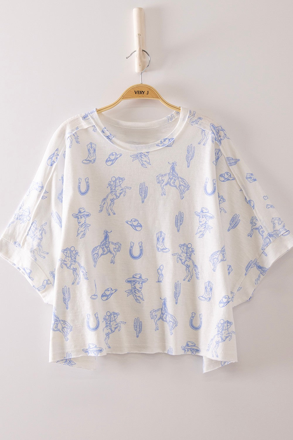 Rodeo Print Relaxed Boxy Cropped Tee
