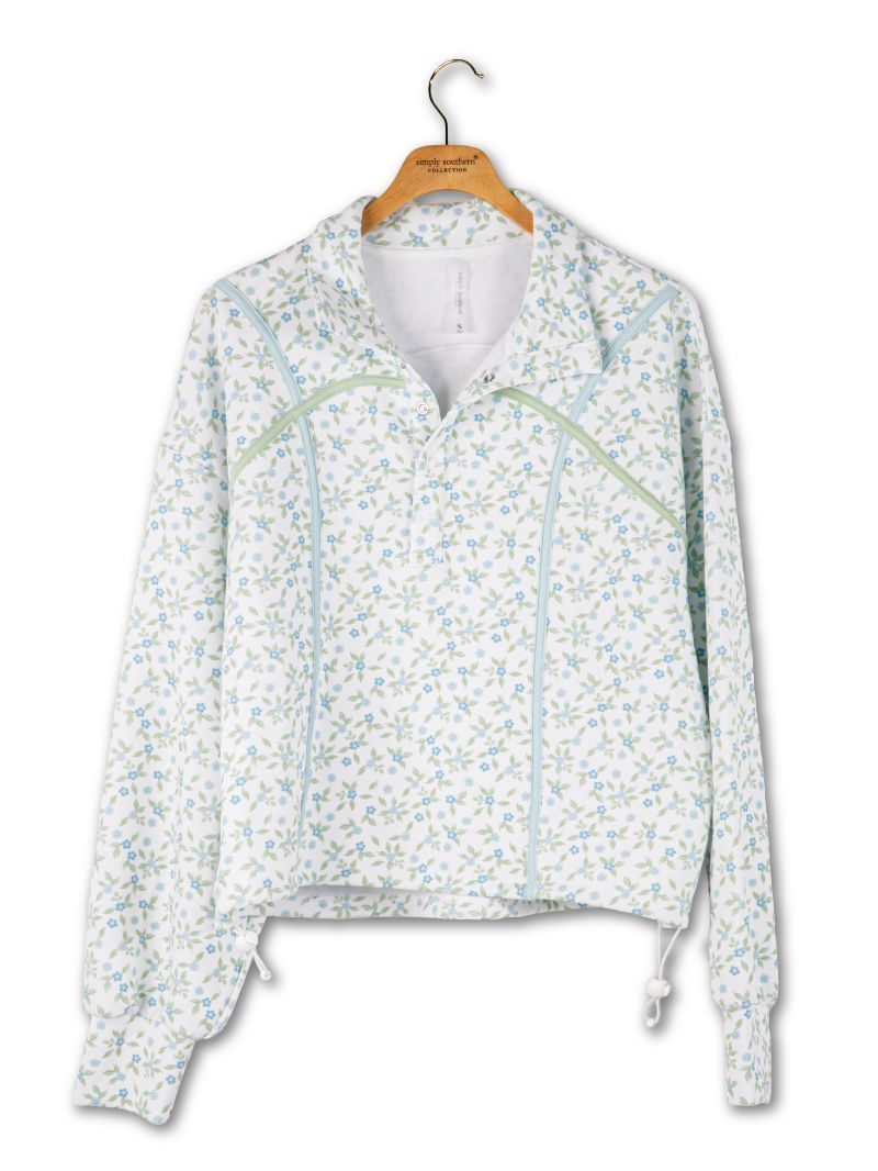 Collared Cropped Pullover W/ Cinched Waist