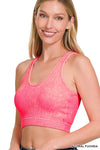 Washed Ribbed Cropped Seamless Bra Padded Tank Top
