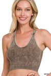Washed Ribbed Cropped Seamless Bra Padded Tank Top
