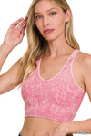 Washed Ribbed Cropped Seamless Bra Padded Tank Top