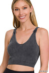 Washed Ribbed Cropped Seamless Bra Padded Tank Top
