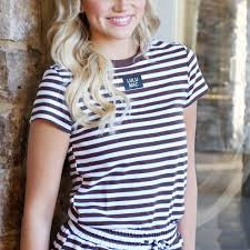 Stripe Baby Doll Top - Brown