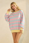 Pink/Blue Striped Long Sleeve Pullover