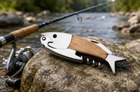 Fish Wine Beer Bottle Corkscrew Opener Wood