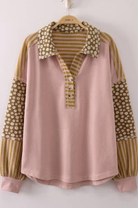 NT12889-Daisy Stripe Contrast Top