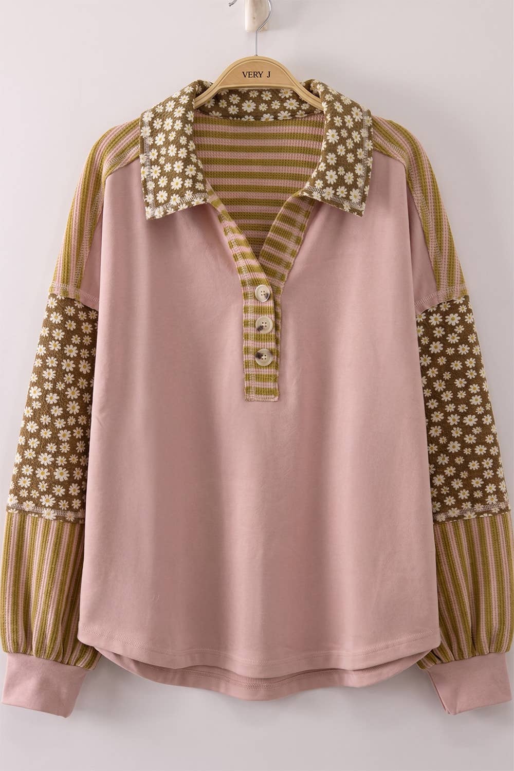 NT12889-Daisy Stripe Contrast Top