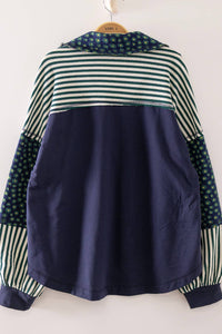NT12889-Daisy Stripe Contrast Top