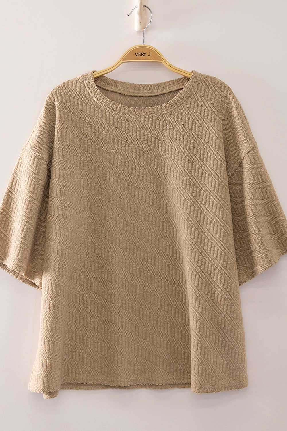 NT12901-Textured Short Sleeve Top