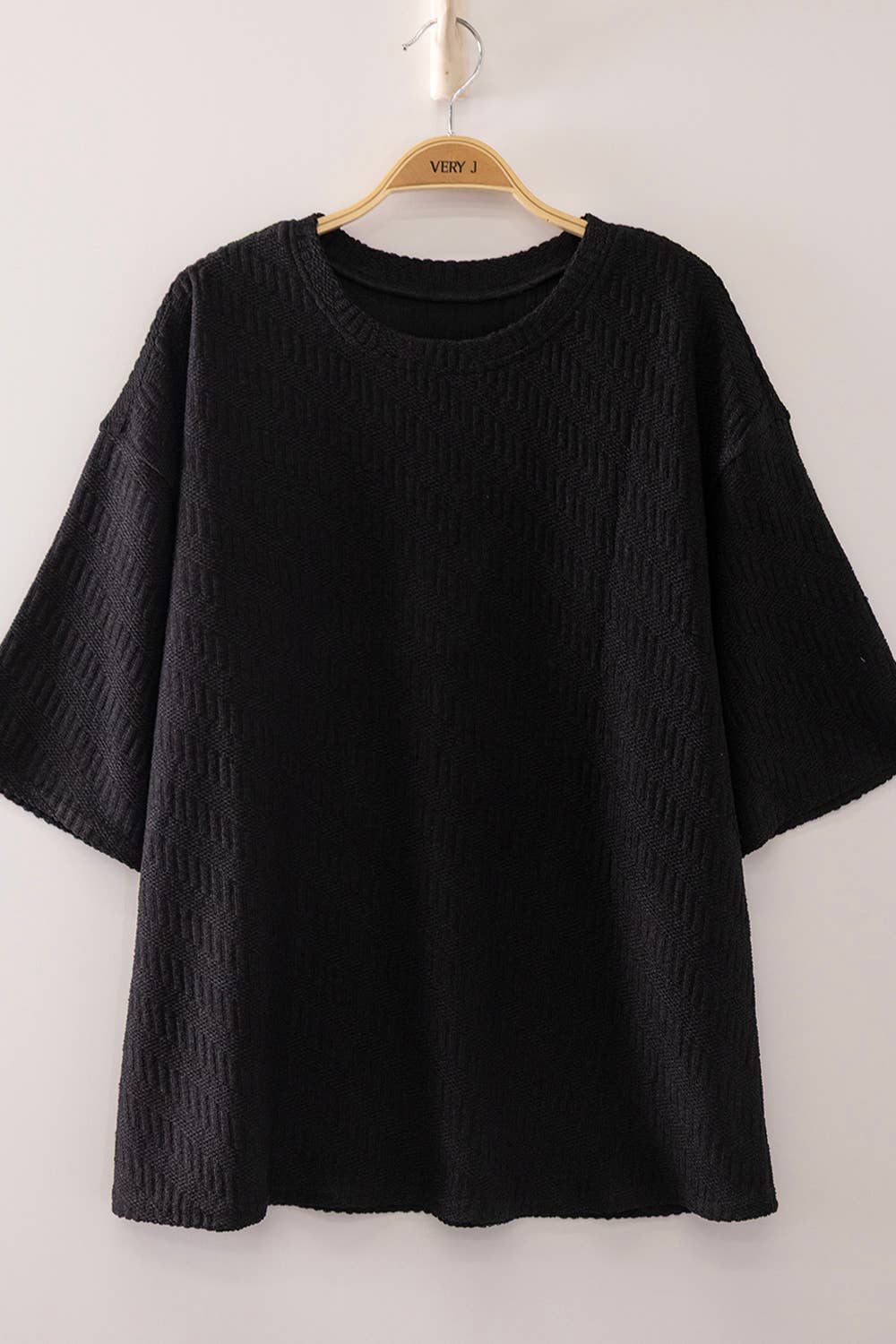 NT12901-Textured Short Sleeve Top