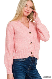 Melange Button Front Sweater Cardigan