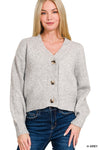 Melange Button Front Sweater Cardigan