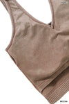 Washed Ribbed Cropped Seamless Bra Padded Tank Top
