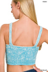 Washed Ribbed Cropped Seamless Bra Padded Tank Top