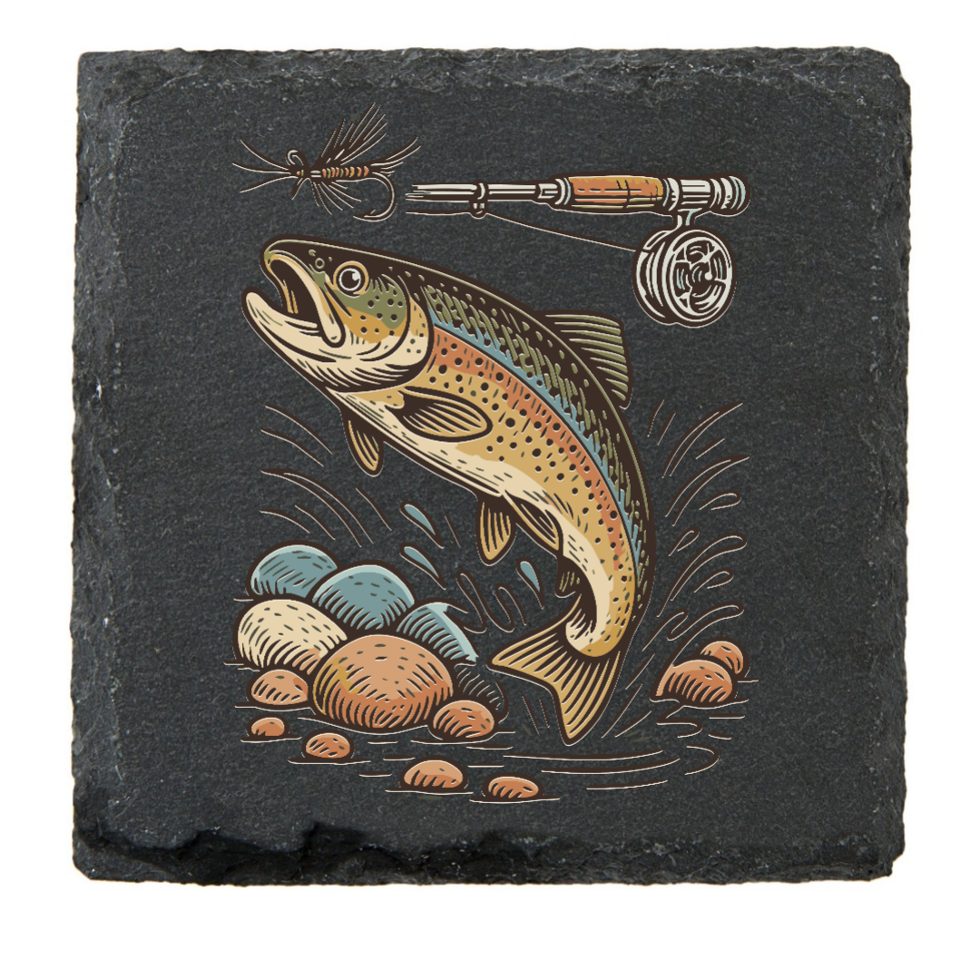Black Slate Drink Coasters Hunt Fish Duck