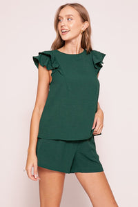Ruffle Cap Sleeve Brooklyn Airflow Top