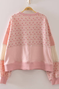 NT12920-Floral Patchwork Contrast Sweatshirt