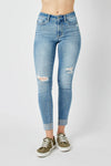Mid Rise Destroy & Cuff Skinny Jeans 82528