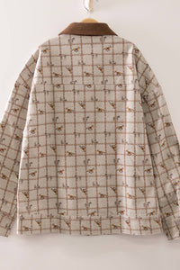 NJ90492-Western Horse Print Zip Up Jacket