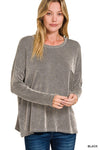 Ribbed Striped Long Sleeve With Pocket