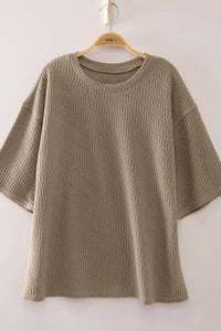 NT12901-Textured Short Sleeve Top