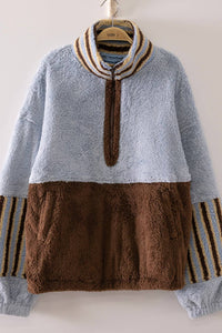 NT12840-Color Block Sherpa Half-Zip Pullover