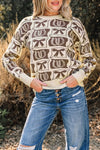 Horseshoes and Bow Sweater Brown/Ivory