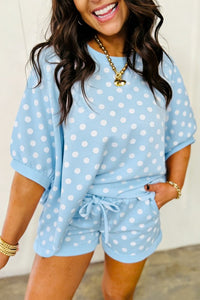 Sky Blue Polka Dot Lounge Top