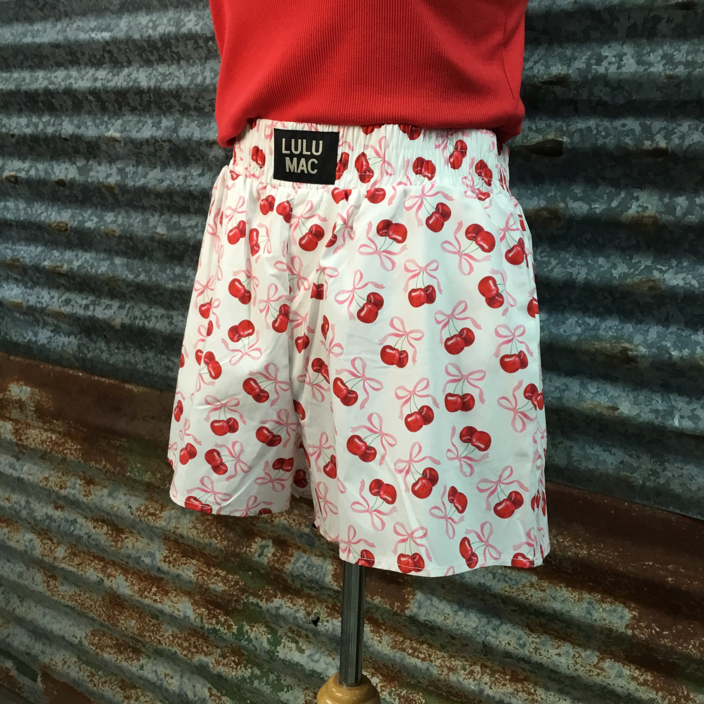 Lulu Mac Cherry Boxer Shorts W/ Pockets