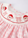Christmas Santa Embroidered Plaid Girls Dress