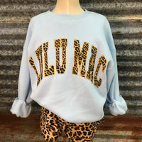 Light Blue Lulu Mac Leopard Sweatshirt