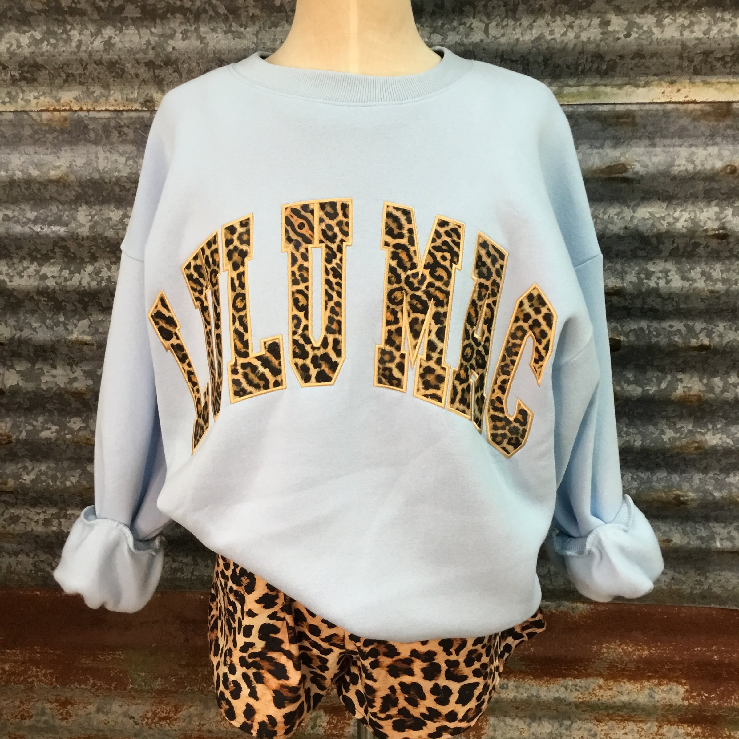 Light Blue Lulu Mac Leopard Sweatshirt