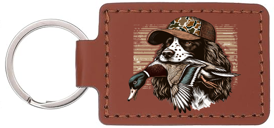Hunting Fishing Leather Keychain Fob Duck