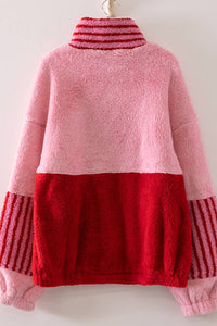 NT12840-Color Block Sherpa Half-Zip Pullover
