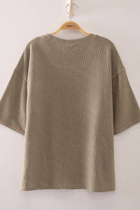 NT12901-Textured Short Sleeve Top