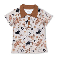 Western rodeo kids boys polo shirt