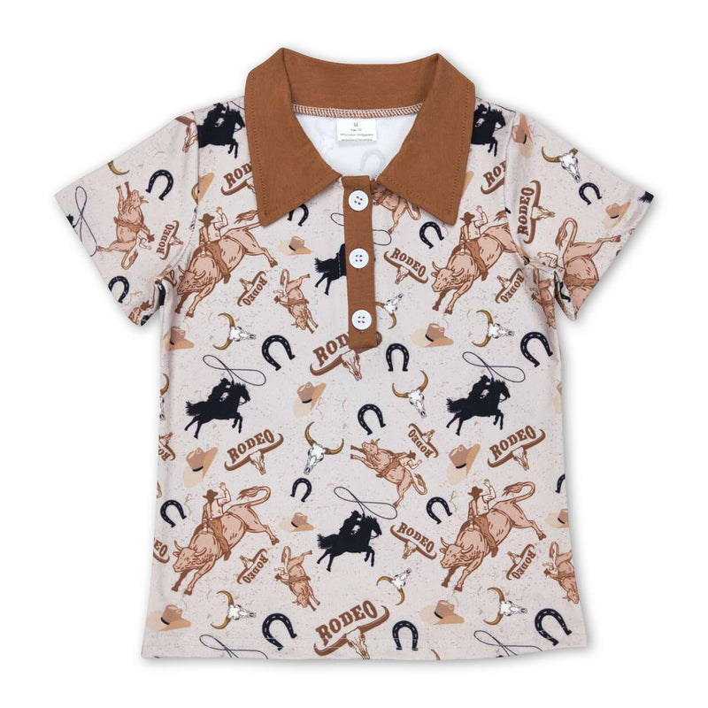 Western rodeo kids boys polo shirt