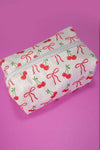 STRAWBERRY WESTERN BOW MAKEUP COSMETIC POUCH BAG | 40P544