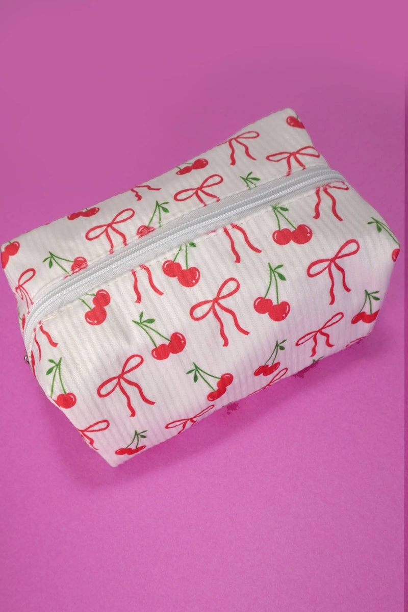 STRAWBERRY WESTERN BOW MAKEUP COSMETIC POUCH BAG | 40P544