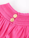 Girls Bow Smocking Embroidery Hot Pink Romper